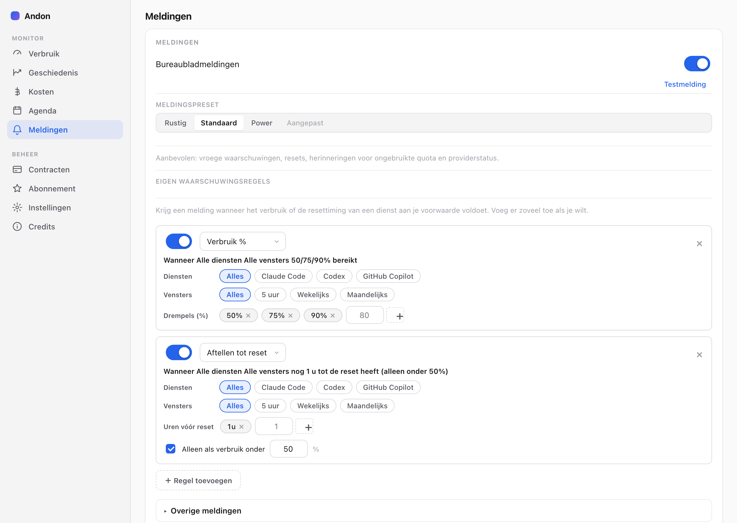 Andon; AI Limit Watcher — Meldingen